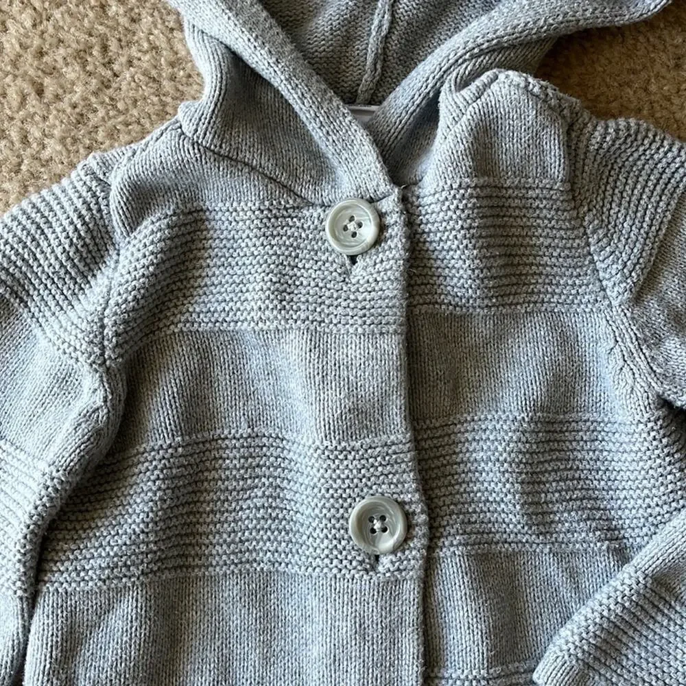 Gap toddler heather gray cotton knit sweater coat 4T